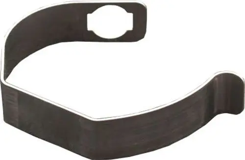 Fühlerbefestigung aus Metall für Abgasrohr, geeignet für Anwendungen von Wolf. Das Bauteil zeigt eine gebogene Form mit Öffnung zur sicheren Montage.